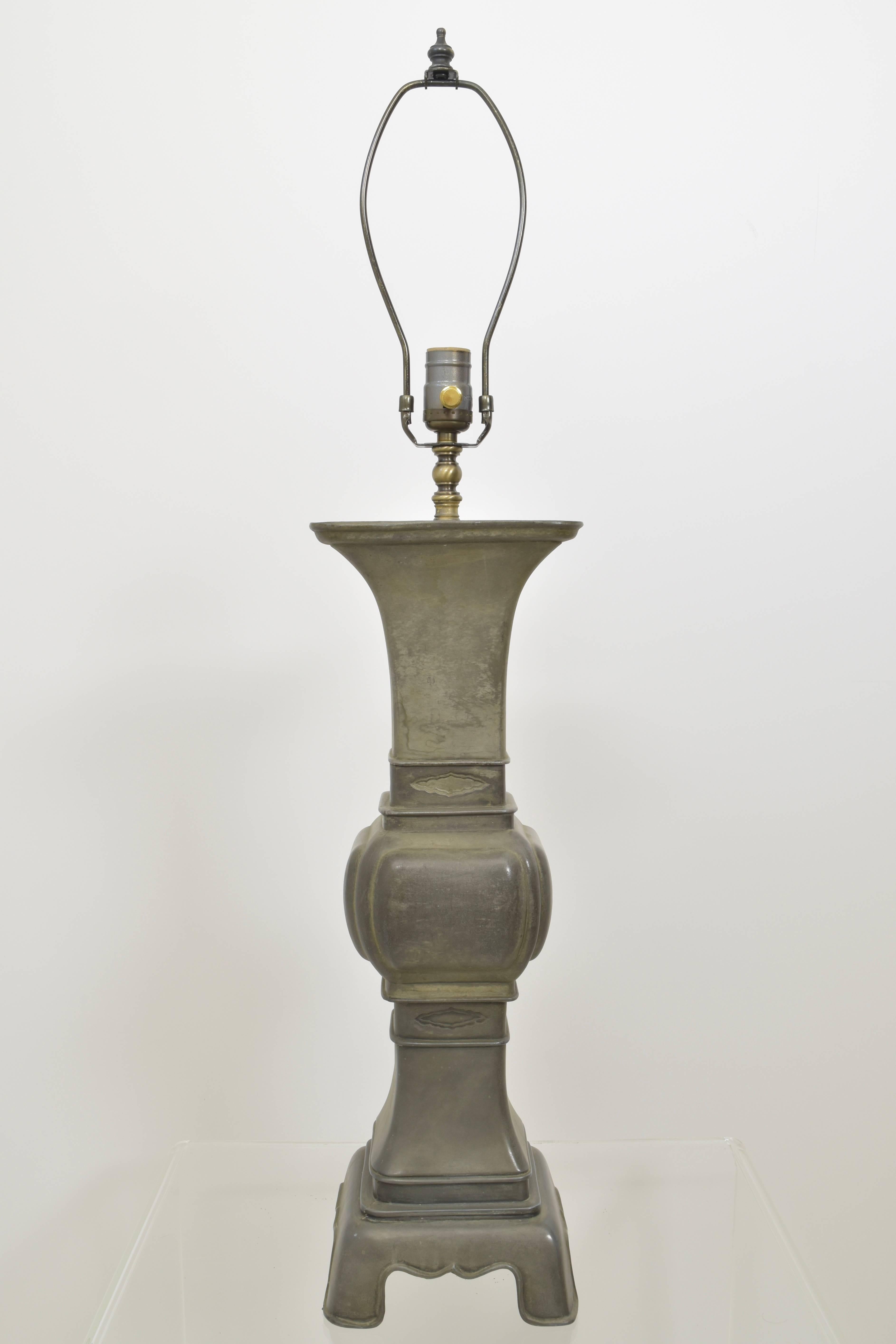 Chinese Export Chinese Pewter Lamp