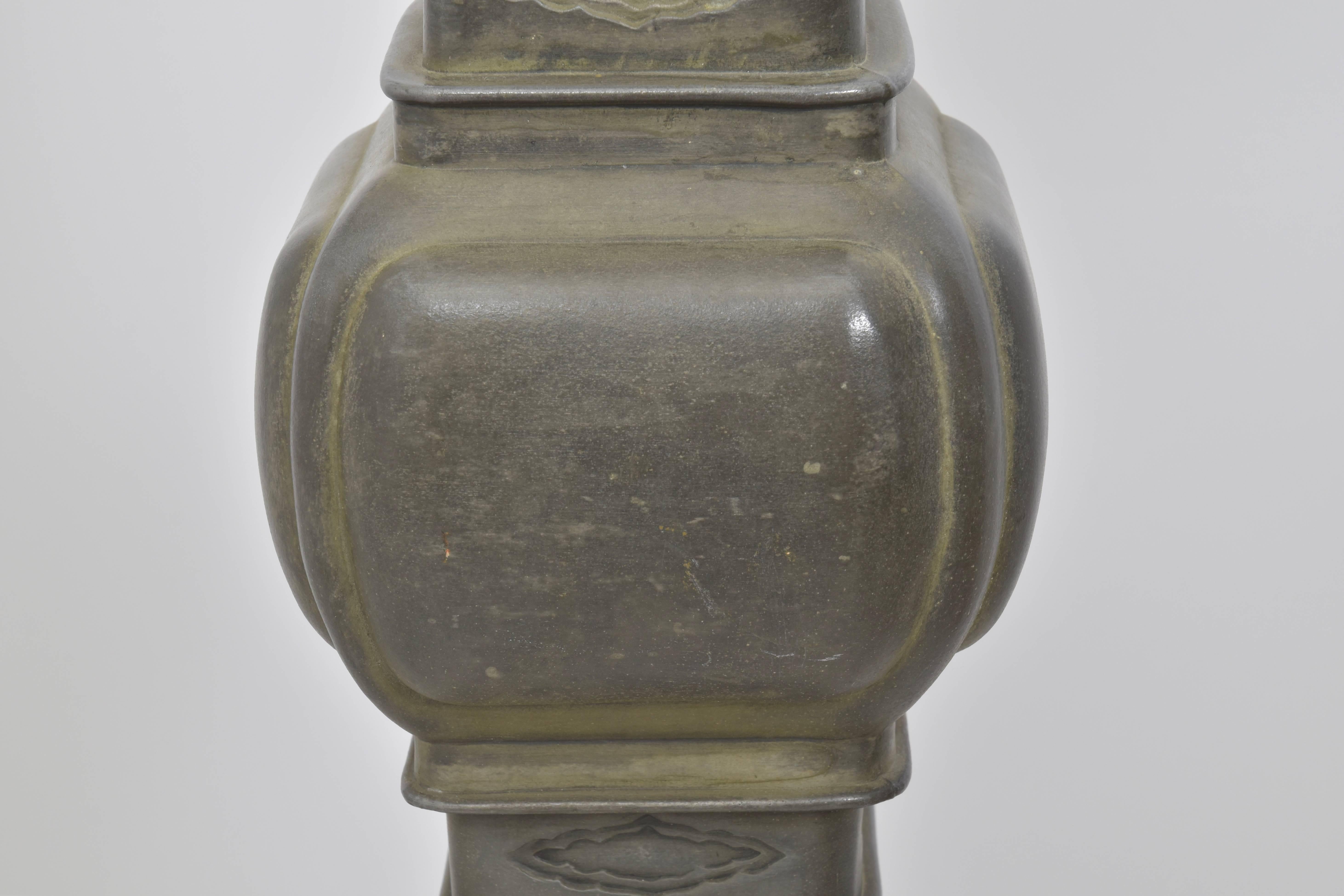 Linen Chinese Pewter Lamp