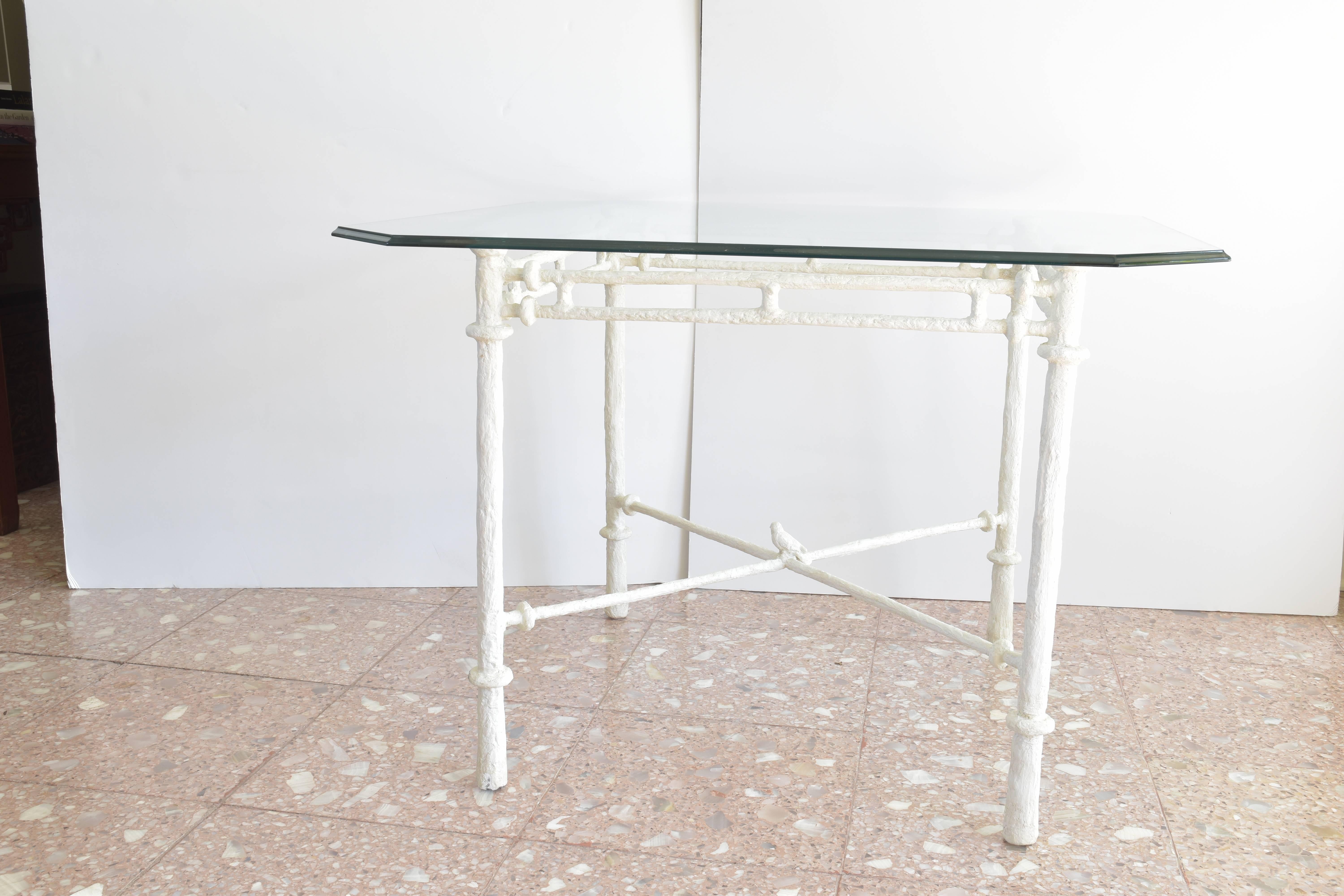 20th Century Giacometti Style Breakfast Table with Glass Top