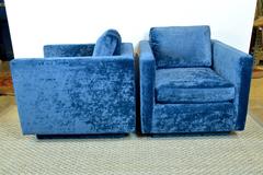 Pair of Cube Club Chairs in the Manner of Milo Baughman