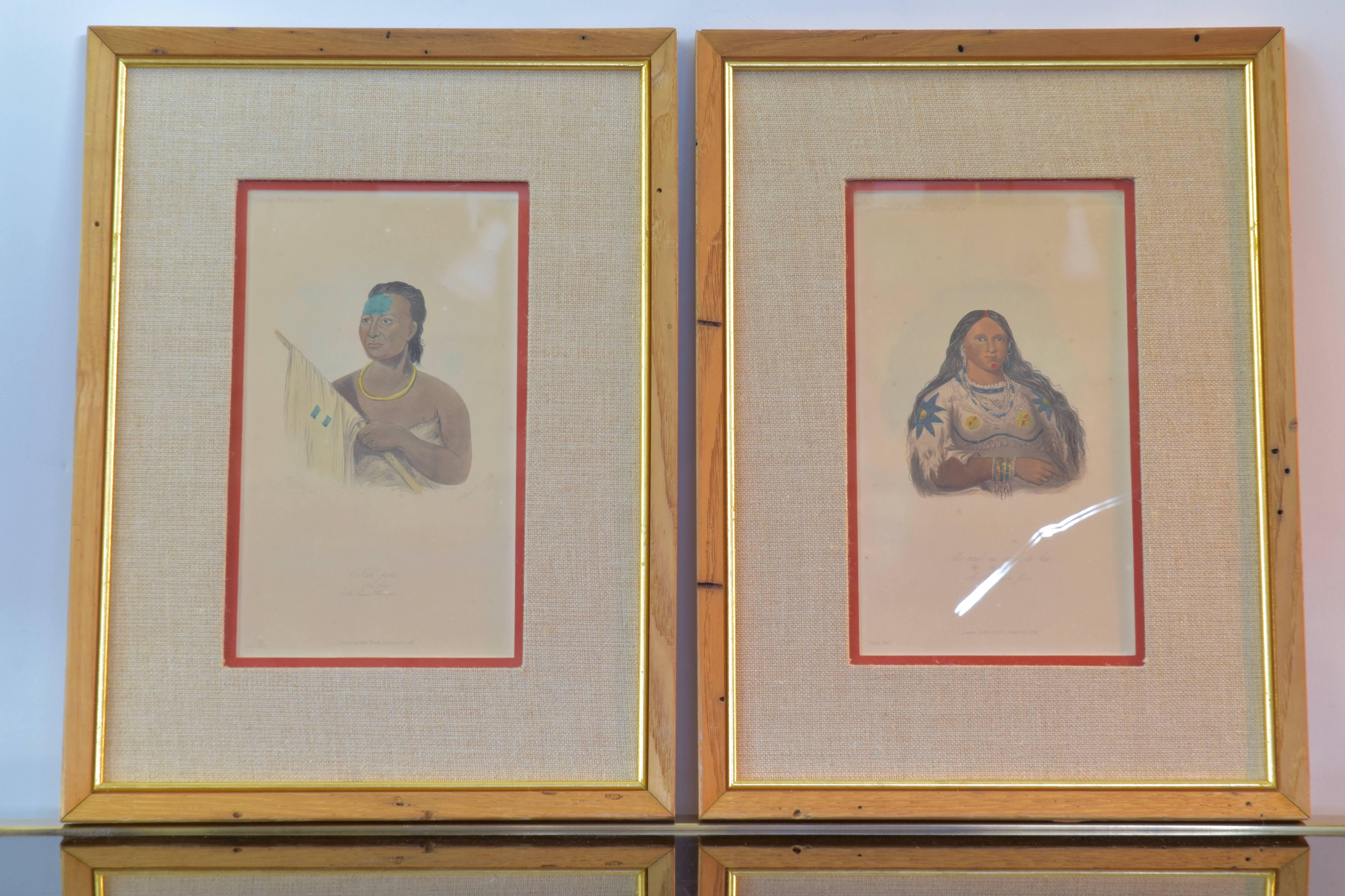 American Collection of Six George Catlin Indian Hand-Colored Prints