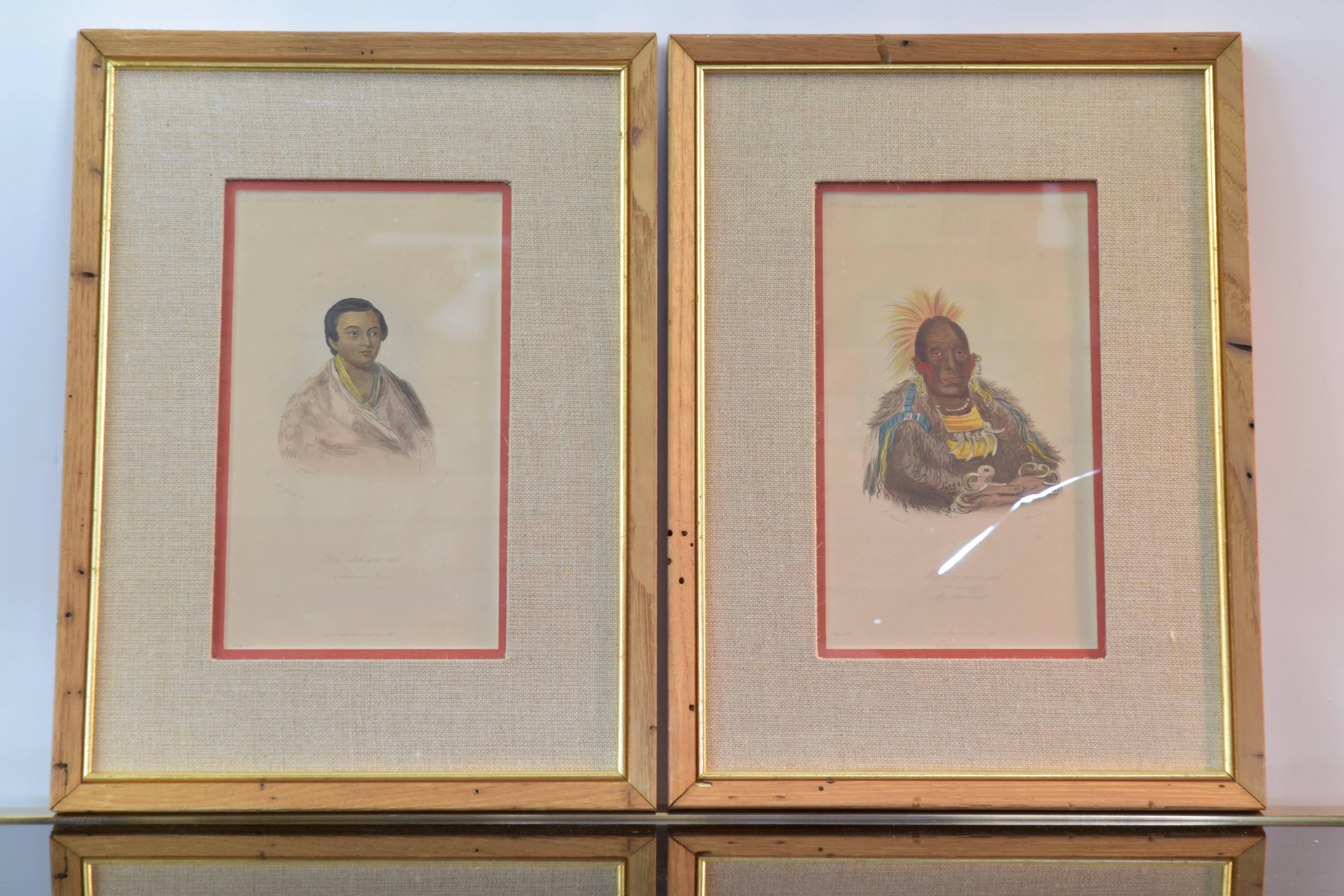 Collection of Six George Catlin Indian Hand-Colored Prints In Good Condition In San Antonio, TX