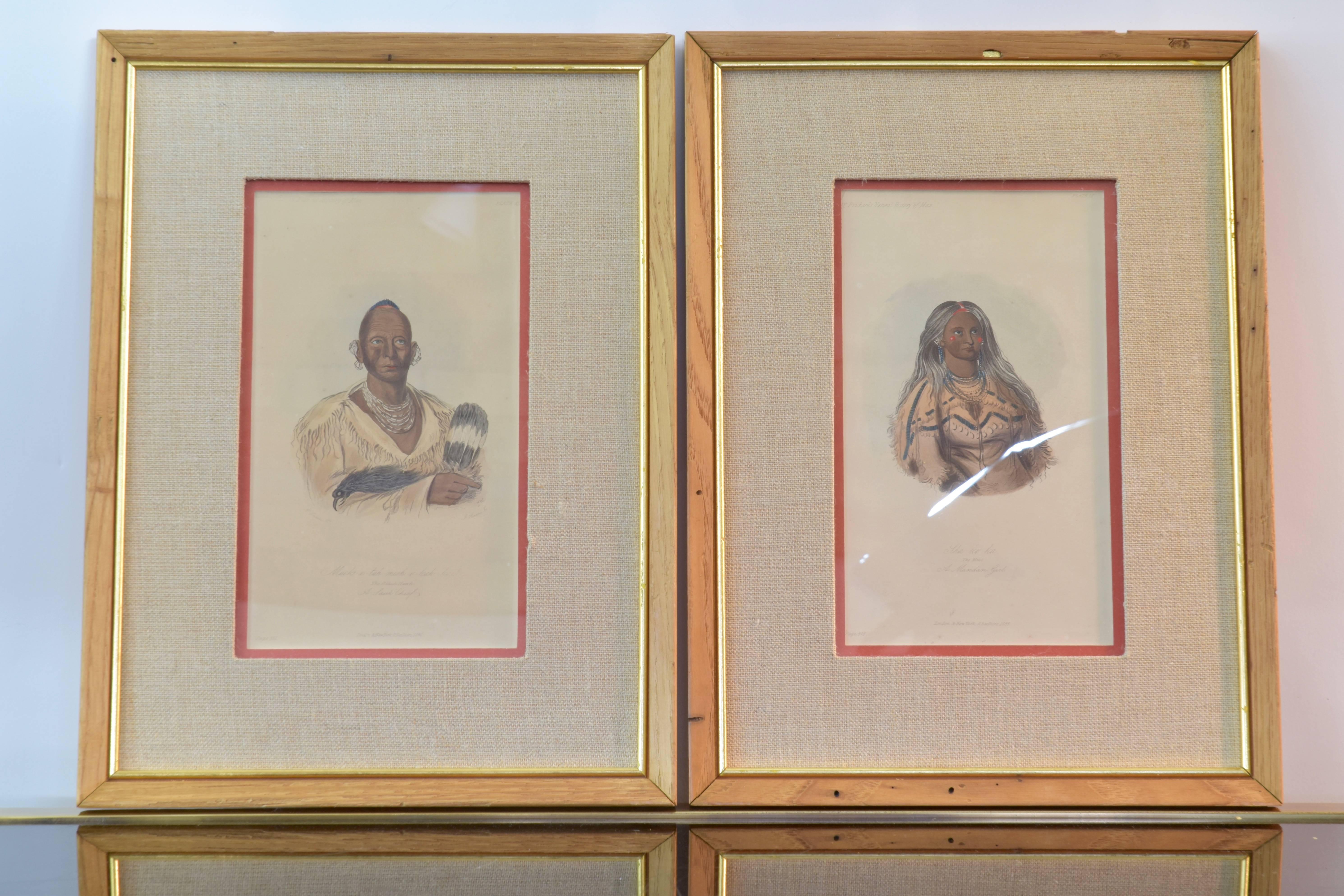 19th Century Collection of Six George Catlin Indian Hand-Colored Prints