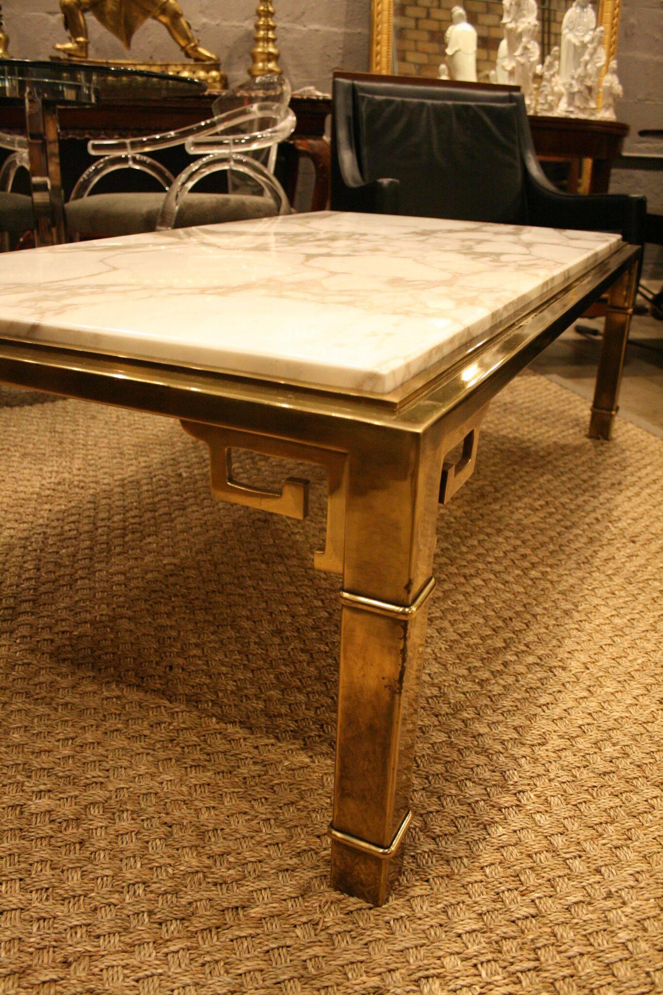 American Mastercraft Brass and Marble Cocktail Table, circa 1970