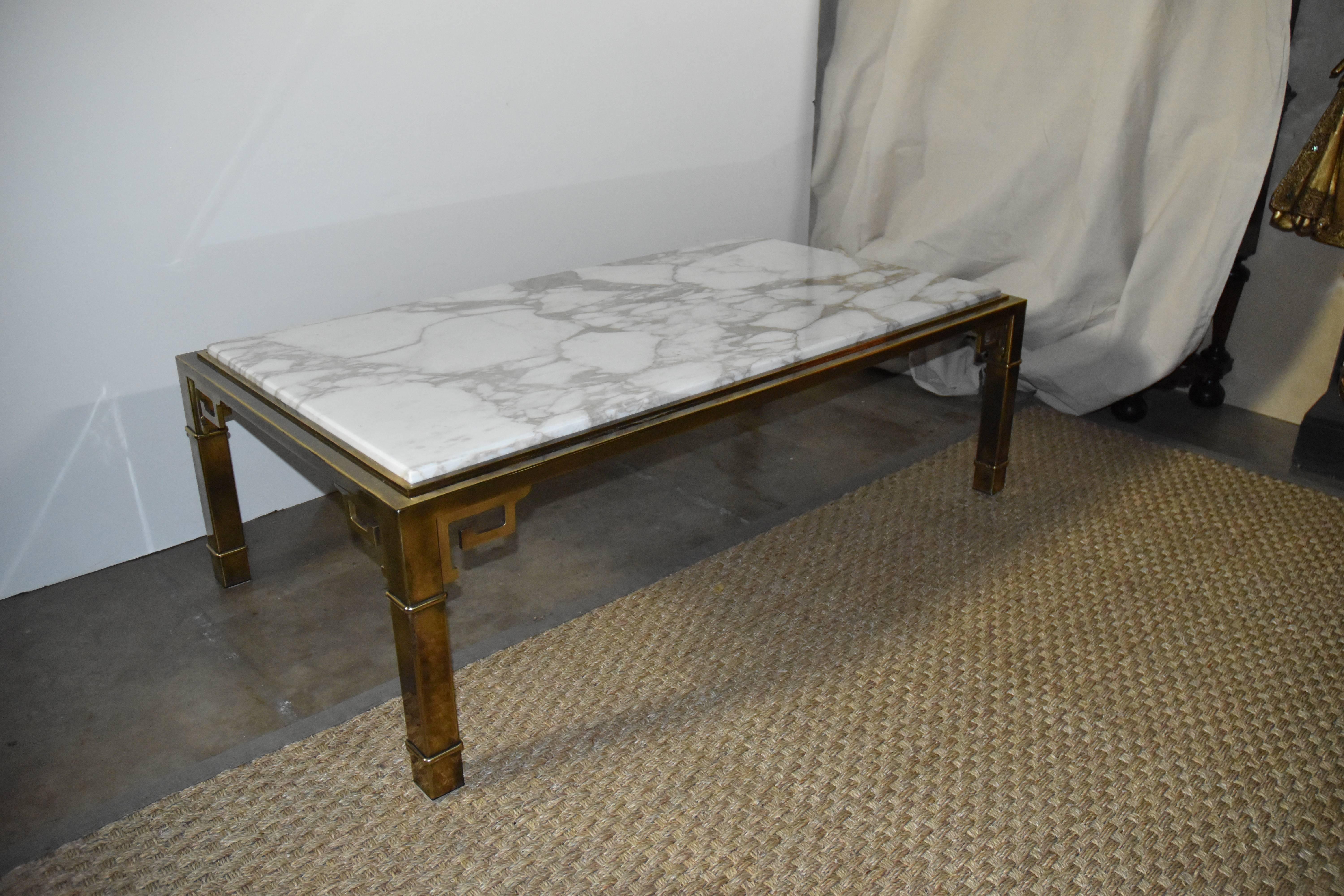 Mid-Century Modern Mastercraft Brass and Marble Cocktail Table, circa 1970