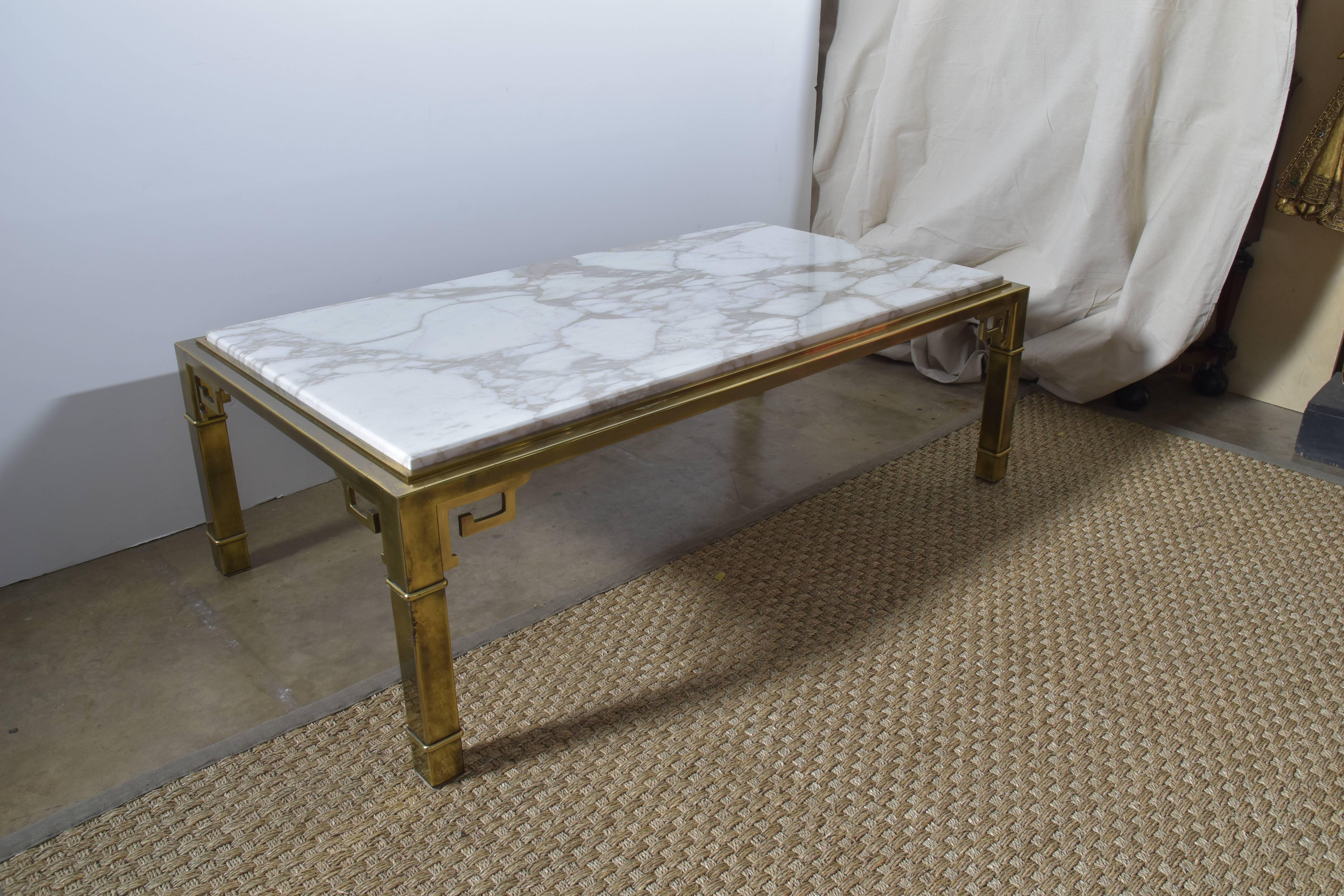 20th Century Mastercraft Brass and Marble Cocktail Table, circa 1970