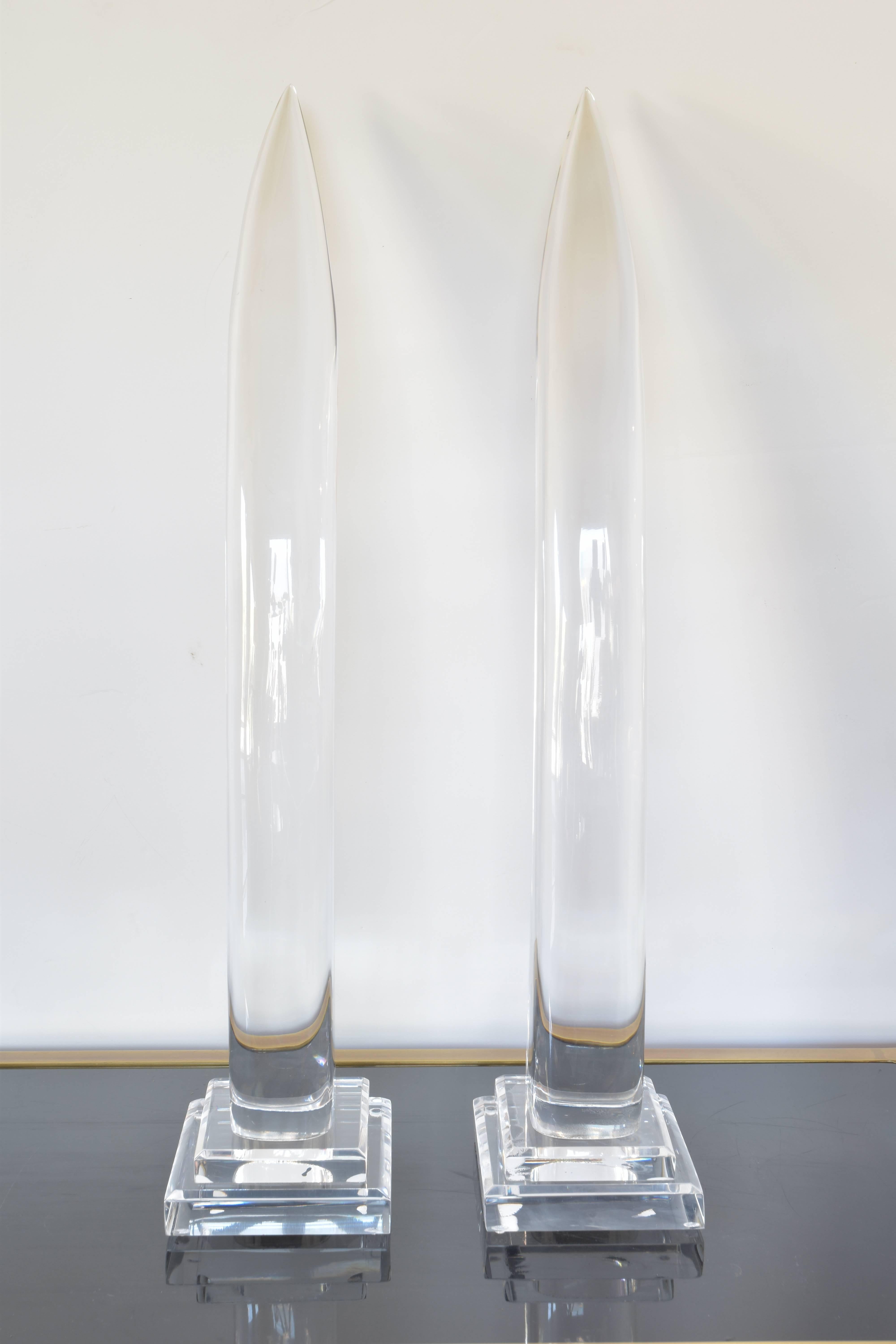 20th Century Monumental Pair of Van Teal Lucite Tusks