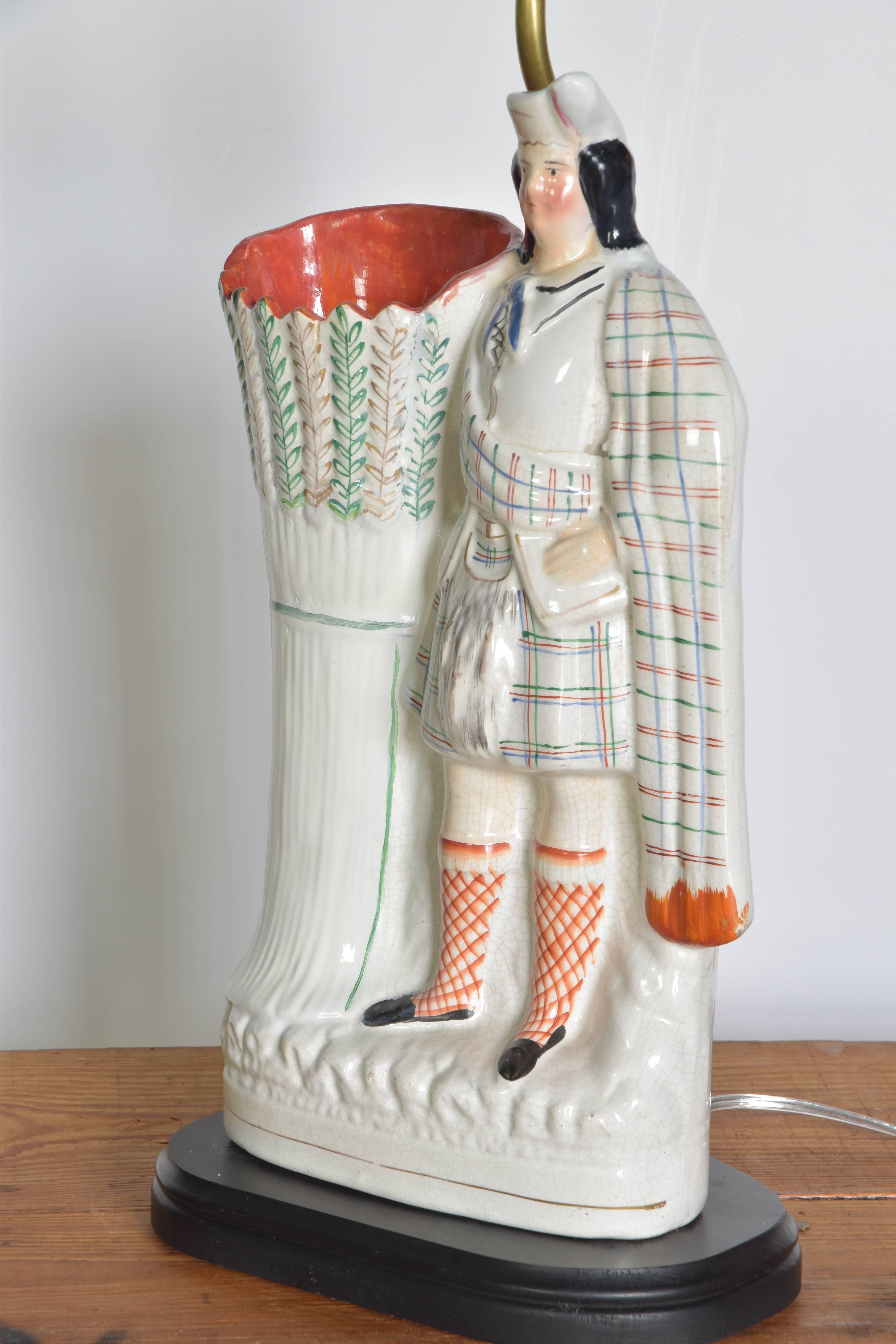 Staffordshire Figure as a Lamp In Excellent Condition For Sale In San Antonio, TX