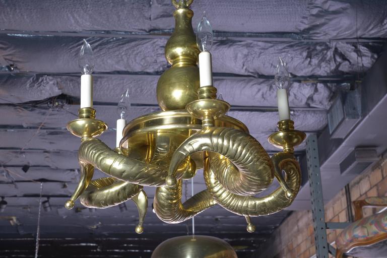 Vintage Brass Chapman Horn Chandelier at 1stDibs