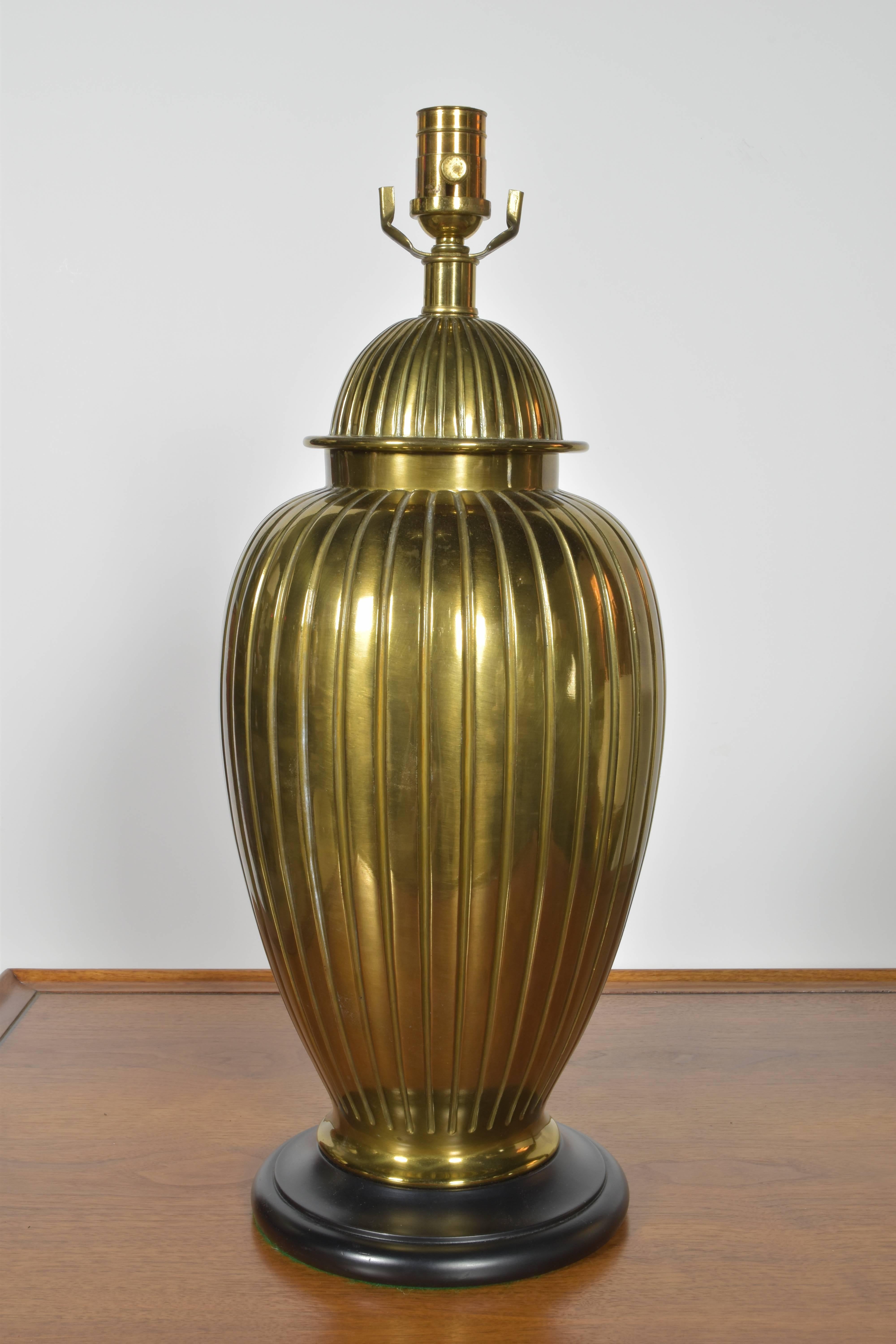Pair of Brass Urn Form Lamps For Sale 1
