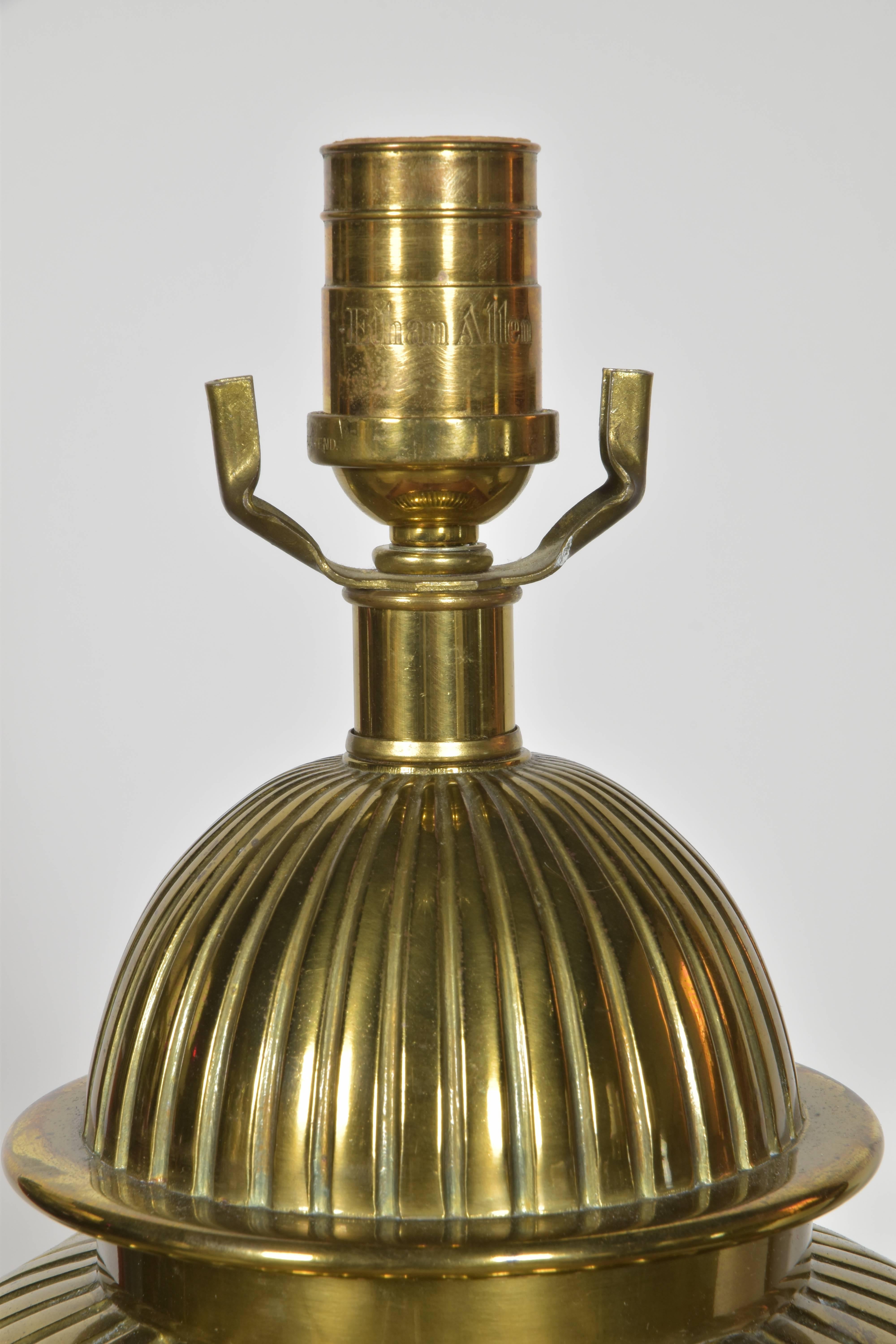 Pair of Brass Urn Form Lamps For Sale 3