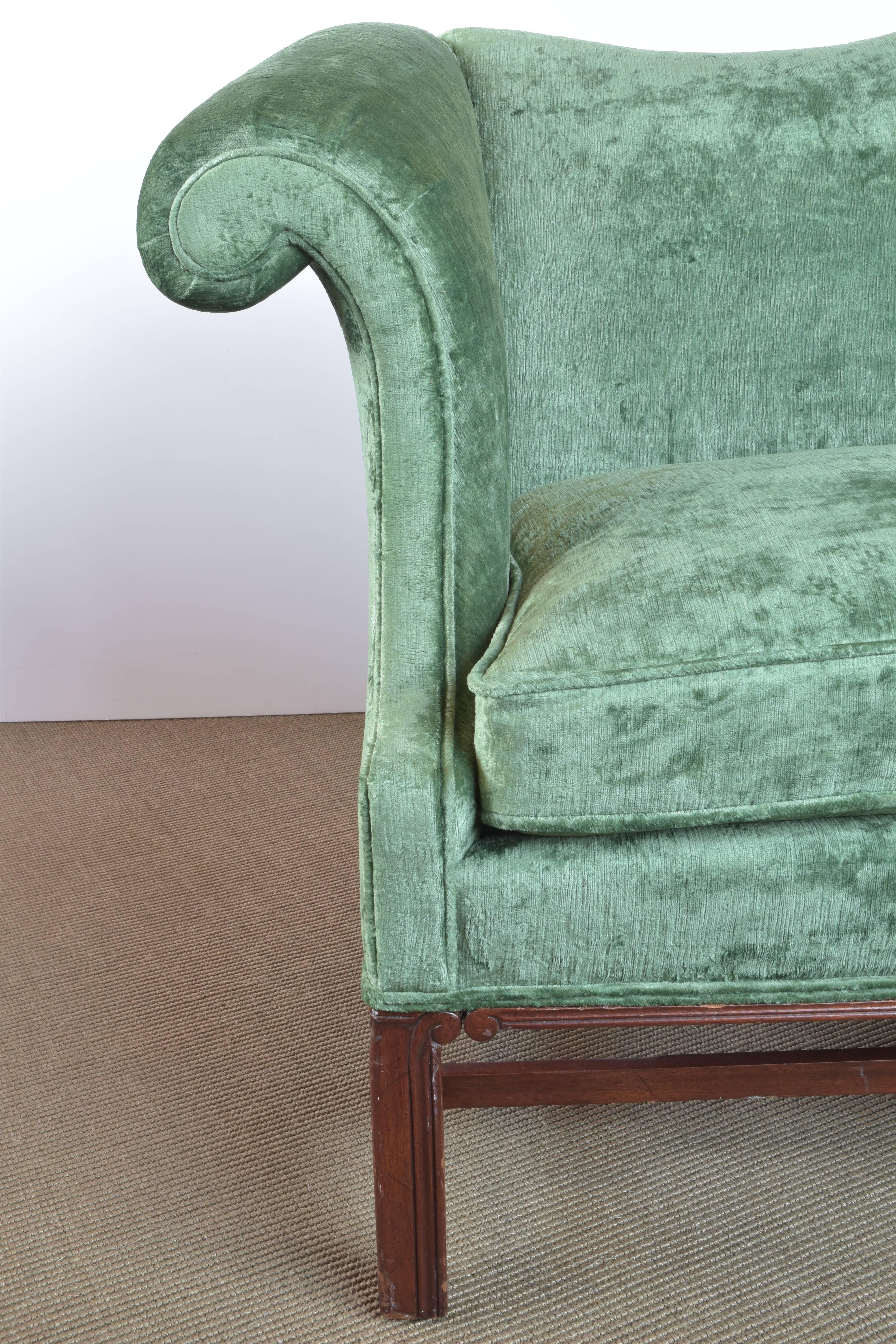 velvet camelback sofa
