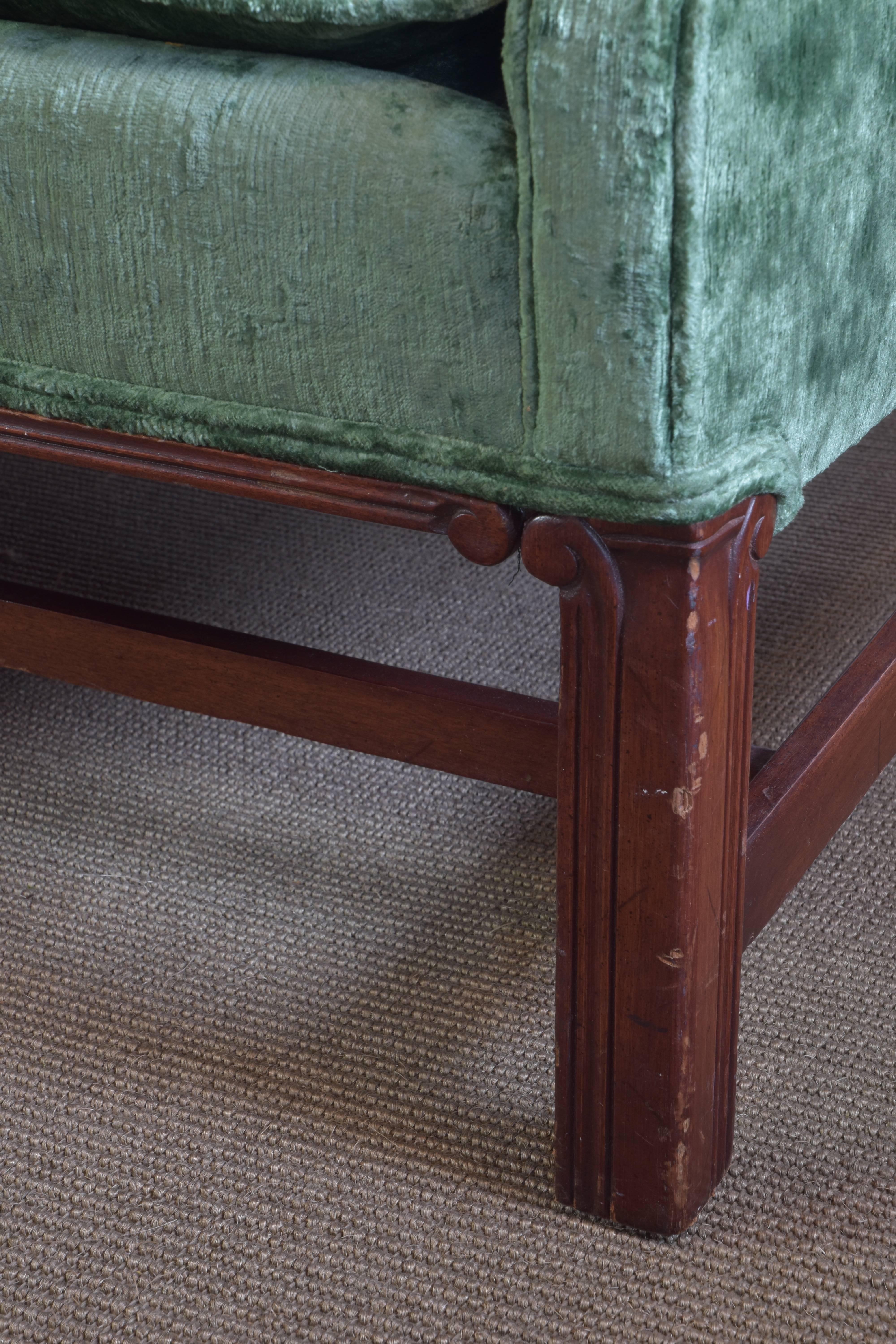 Unknown Camelback Sofa in Green Velvet