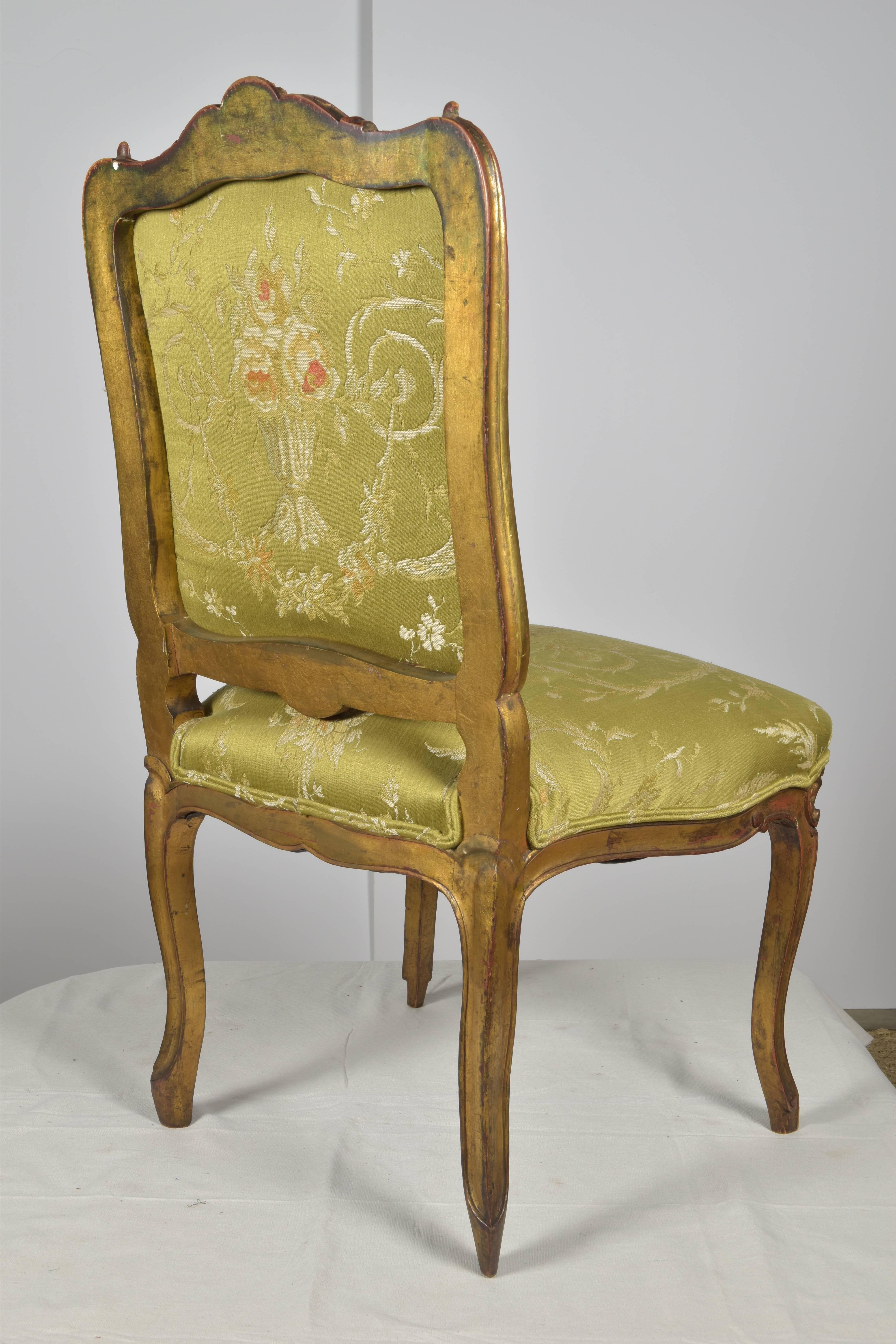 Silk 19th Century French Giltwood Chair