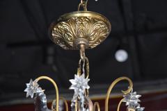 Dore Bronze Chandelier with Six (6) Arms and Faceted Crystal Prisms