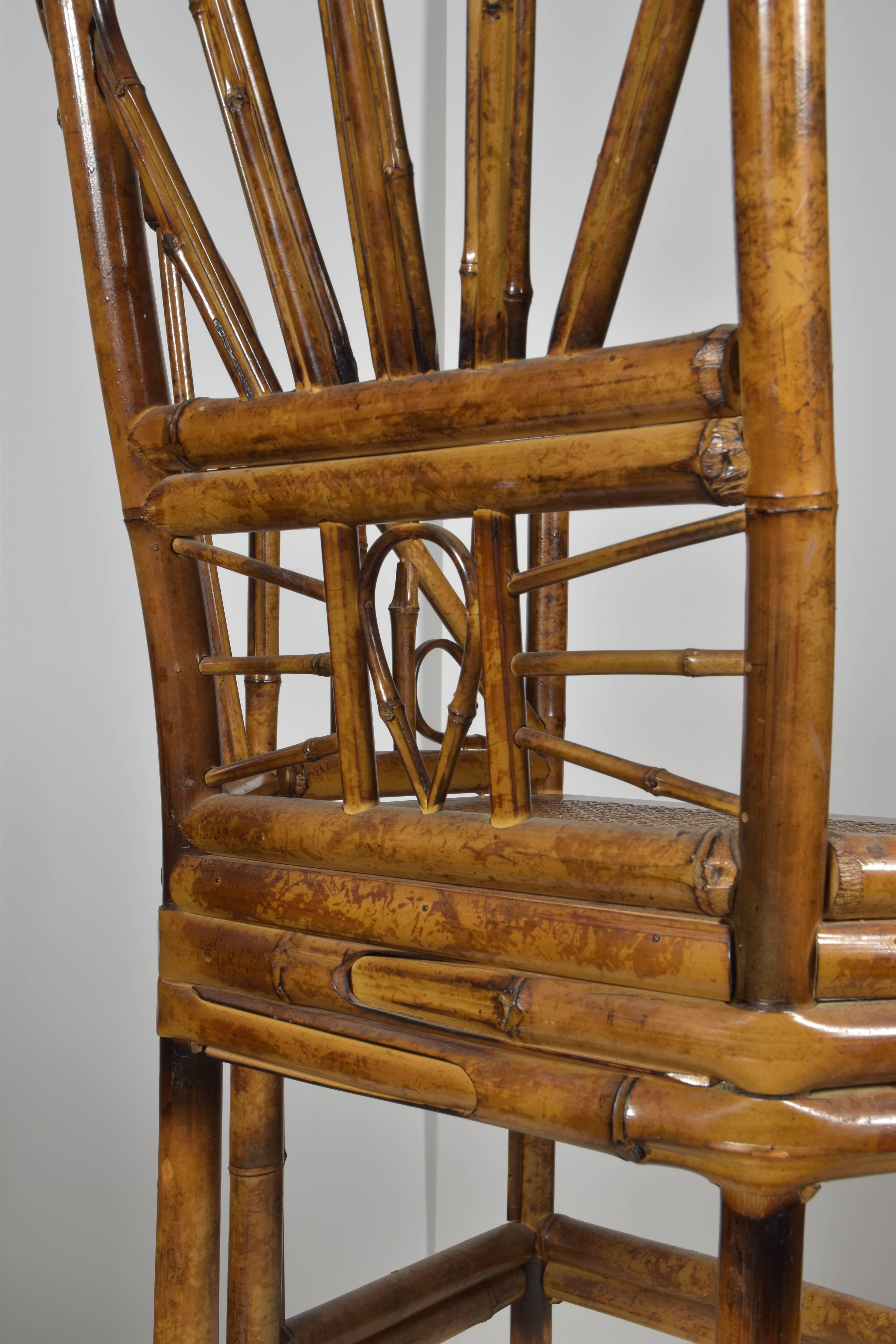 Chinese Chippendale Pair of Vintage Bamboo Chairs