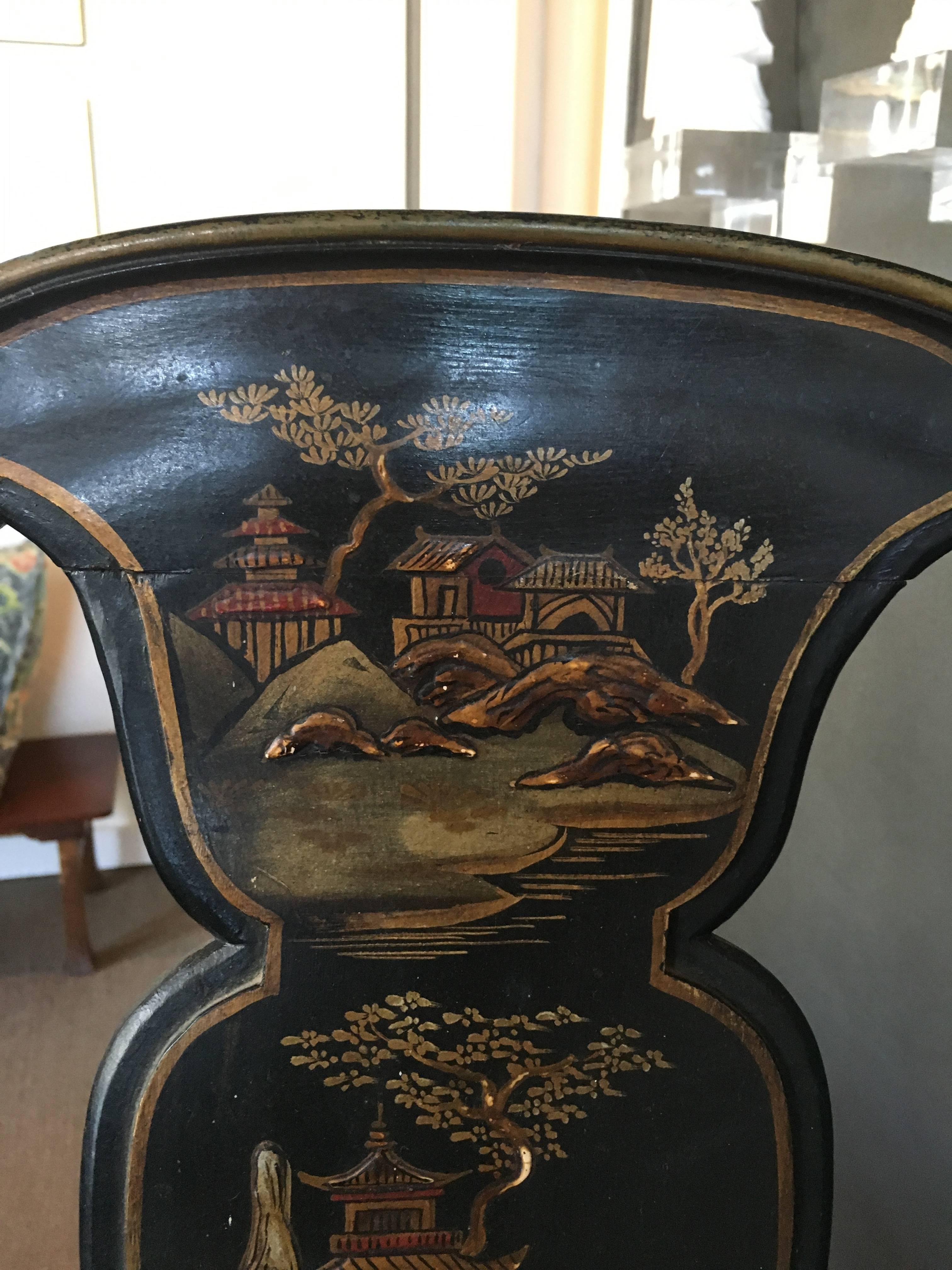 Chinoiserie Side Chair with Cabriole Legs, circa 1950s In Good Condition For Sale In San Antonio, TX