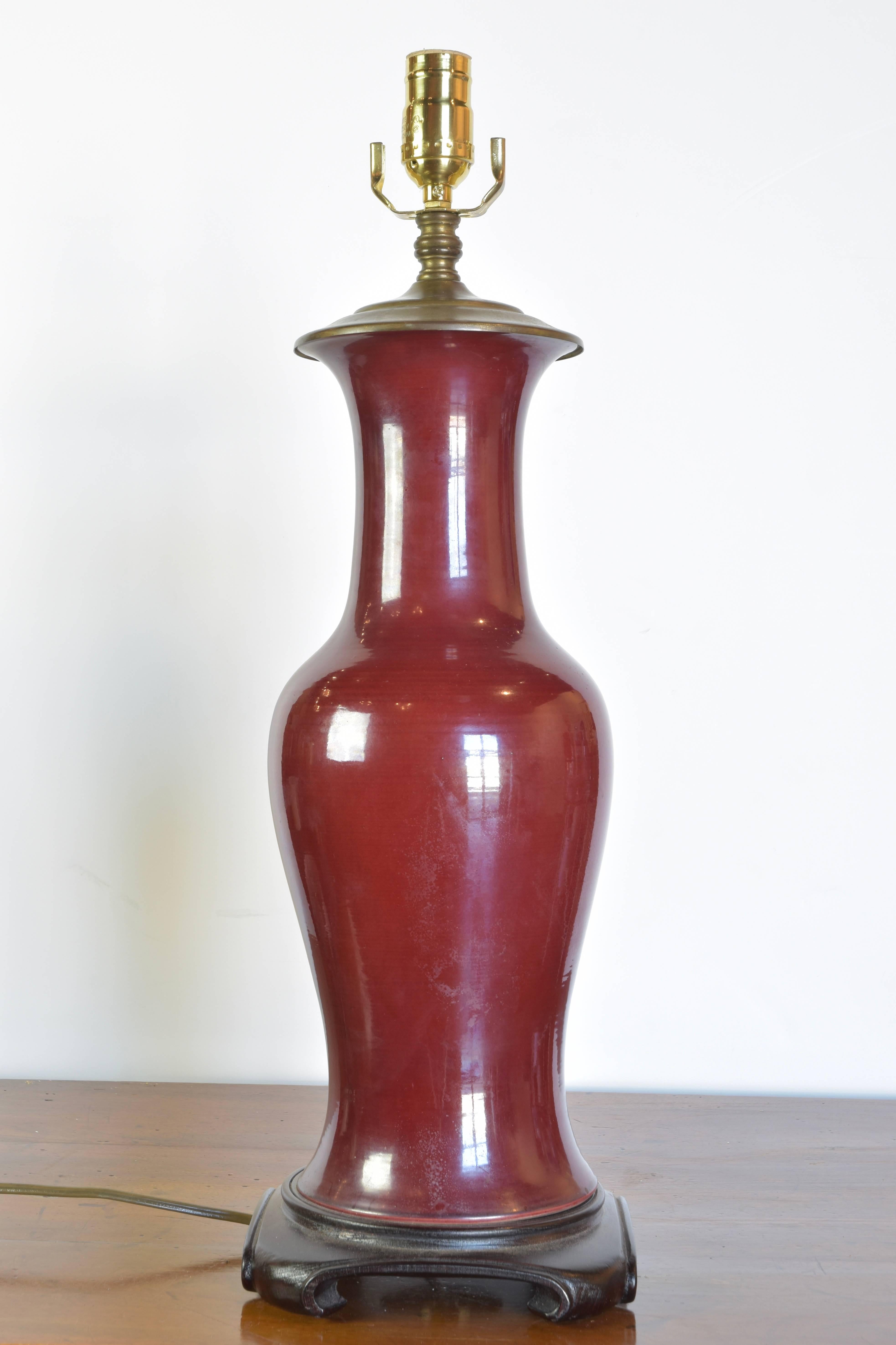 Chinese Export Pair of 19th Century Oxblood Chinese Vases as Lamps