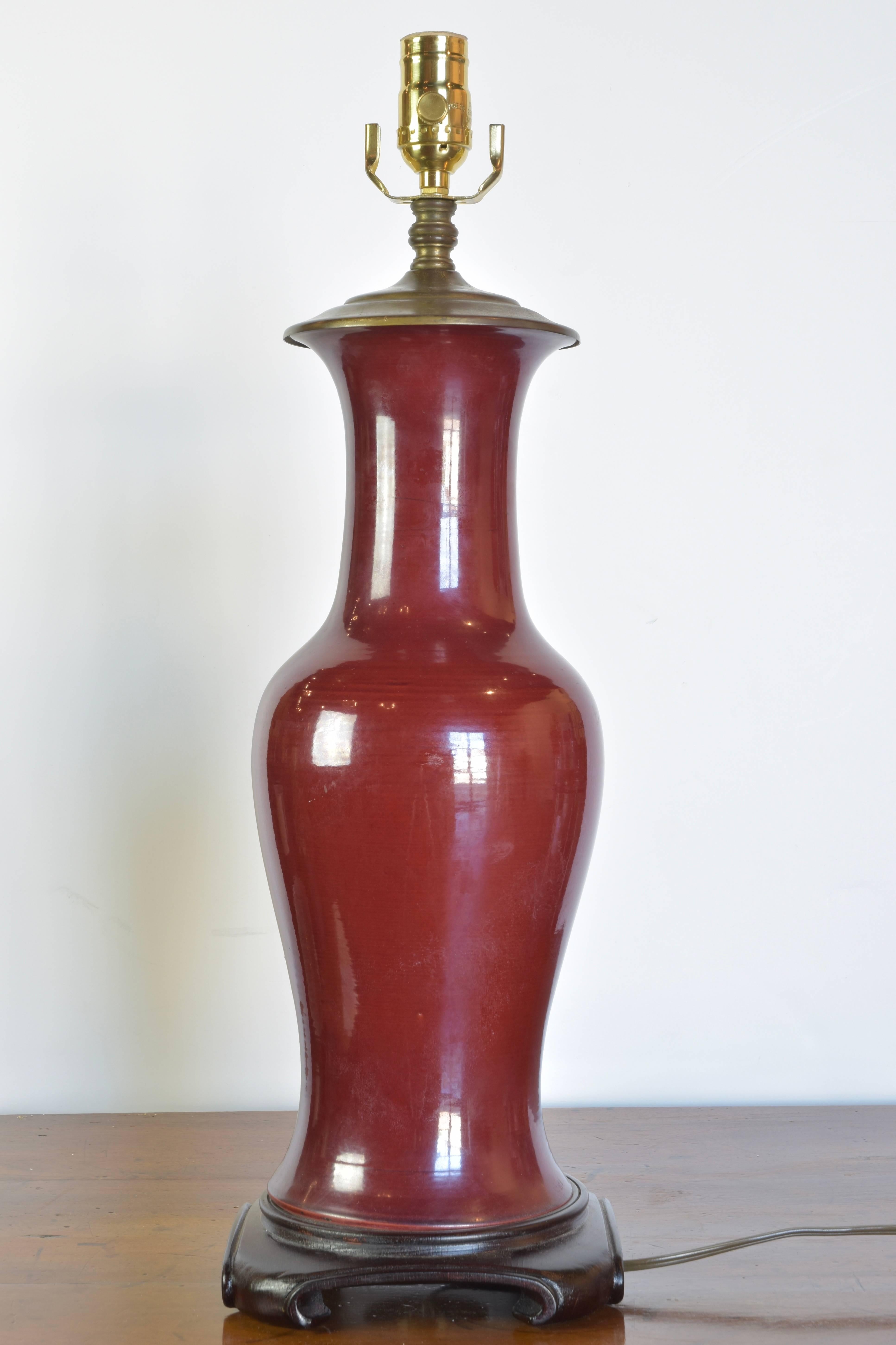 Pair of 19th Century Oxblood Chinese Vases as Lamps In Good Condition In San Antonio, TX