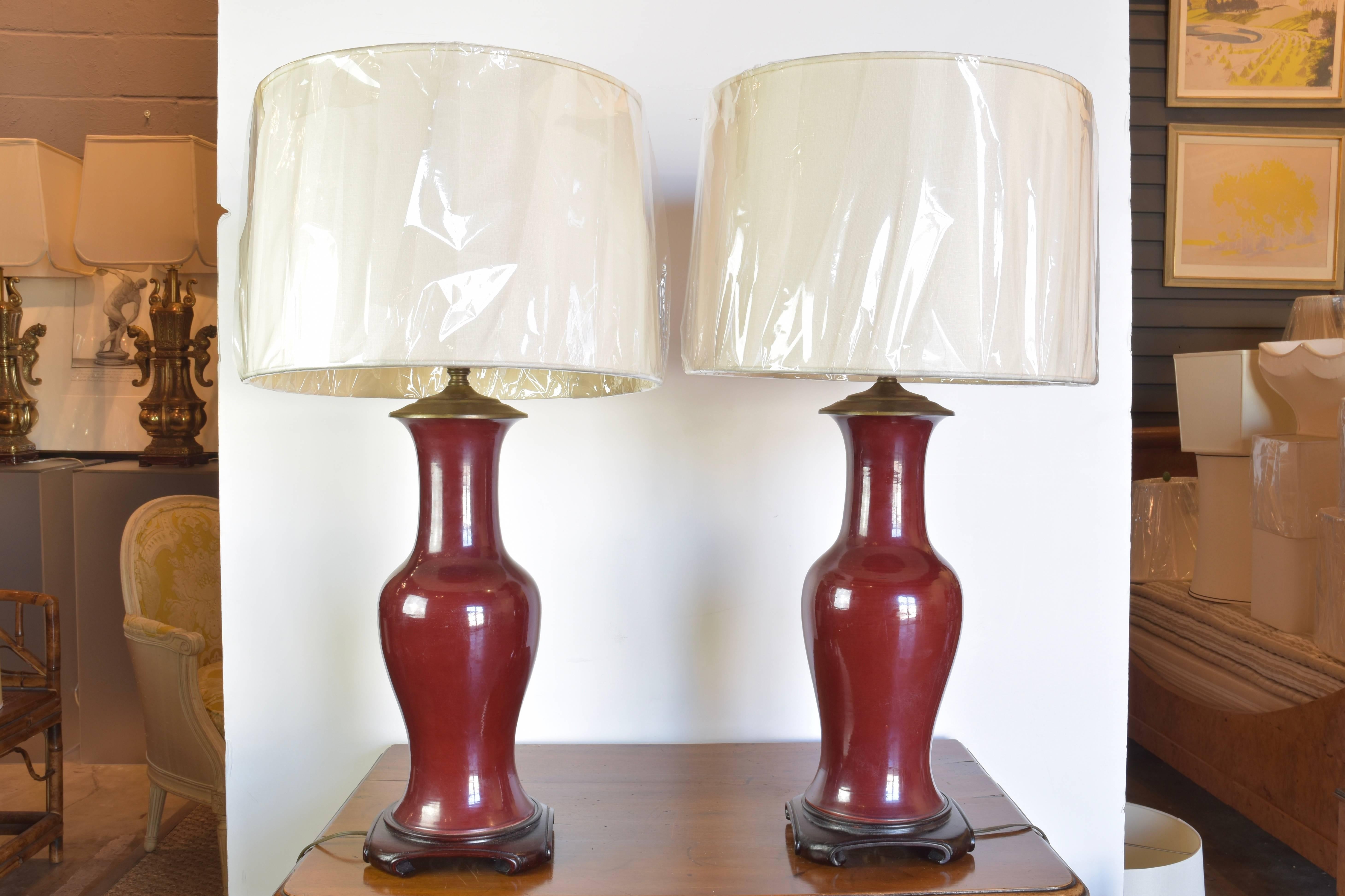 Pair of 19th Century Oxblood Chinese Vases as Lamps 3