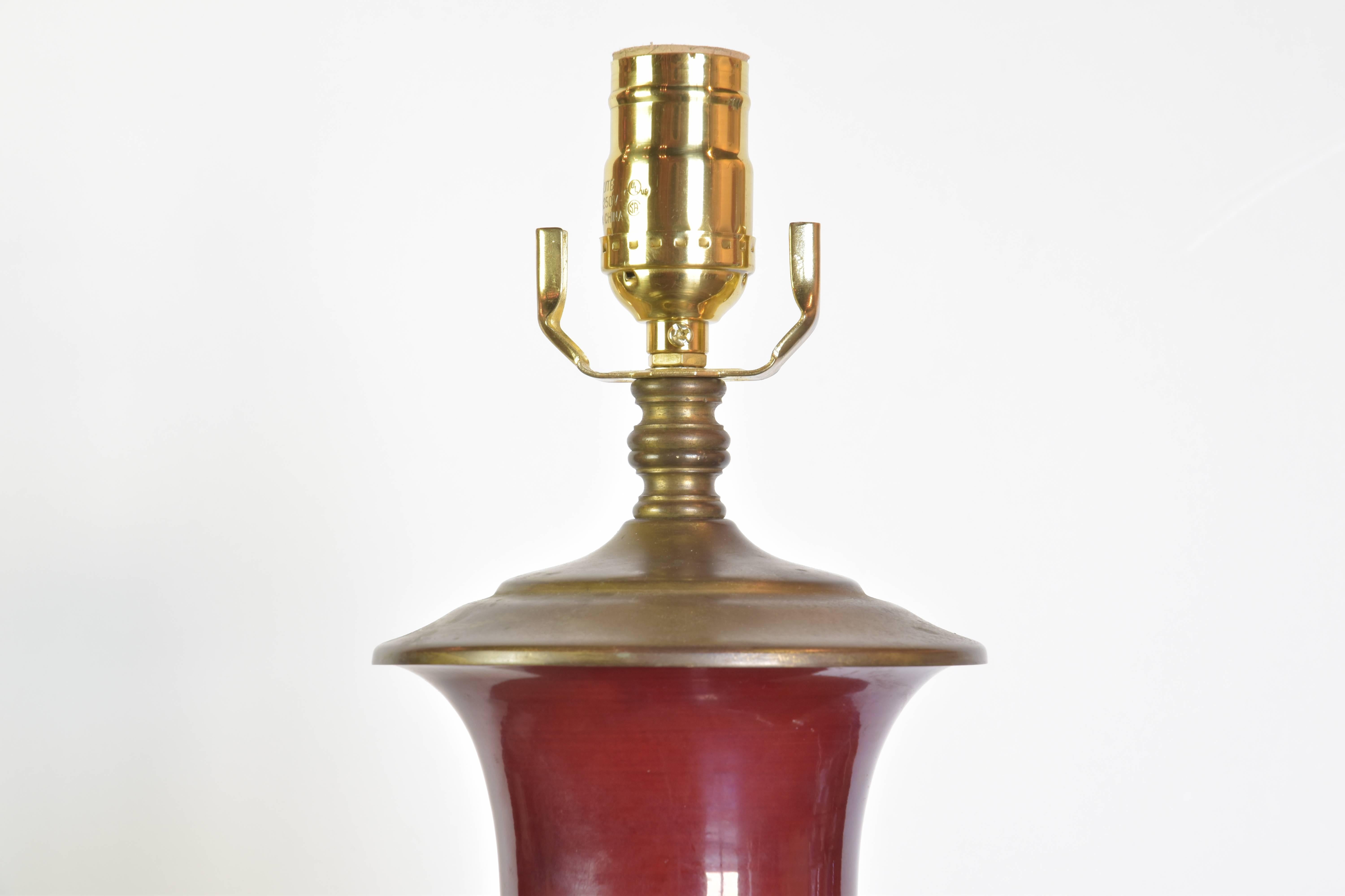Pair of 19th Century Oxblood Chinese Vases as Lamps 2