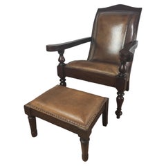 Antique Castle Armchair/Chipperchair including stool