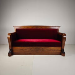 Empire Walnut Red Sofa, early 19th Century