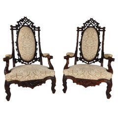 Set of Two Black Forest Style Armchairs by Horrix – 19th Century