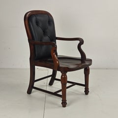 Victorian English Walnut & Leather Library Desk Chair