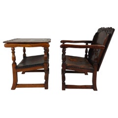 Pair of English Antique Jacobean Monk Armchairs / Tables by F. Parker & Sons Ltd