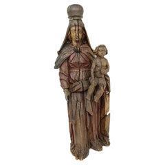 Wooden Statue Of Virgin Mary With Jesus