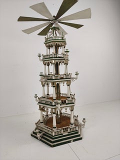 19th Century Handmade Christmas Pyramid – Rare and Beautiful German Folk Art Pie