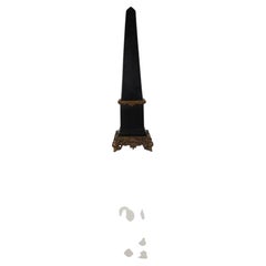Black Porcelain Obelisk with Bronze Ornaments