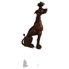 Statue de lévrier en bois sculptée à la main – XXe siècle