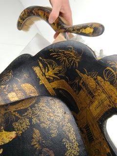 Mayordomo silencioso francés de estilo chinoiserie del siglo XIX, hecho de papel maché