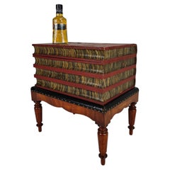 Leather Faux Book Box on Painted Stand – English, circa 1830