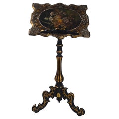 Antique French Papier-Mâché Lacquer Music Stand with Mother of Pearl Inlay c.188