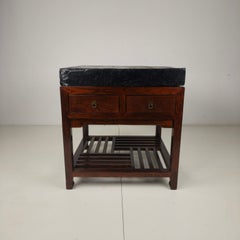 Rare Imperial Chinese Golden Brick (Jīn Zhuān) on Custom Hardwood Display Table