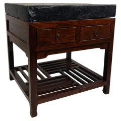 Rare Imperial Chinese Golden Brick (Jīn Zhuān) on Custom Hardwood Display Table