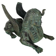 Bronze Sphinx Table With Glass Top