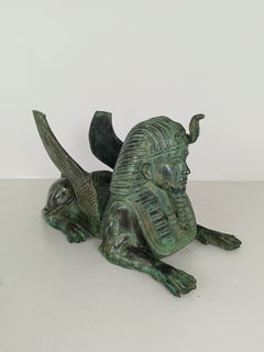 Bronze Sphinx Table With Glass Top