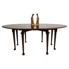 Antique English Drop-Leaf Dining Table Victorian – 8 Legs – Oval Shape – Seats 8