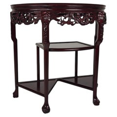 Vintage Chinese Hardwood Console / Side Table with Marble Top