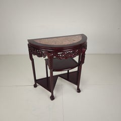 Vintage Chinese Hardwood Console / Side Table with Marble Top