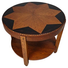 Tavolino in stile Amsterdam School / Art Déco con piano intarsiato a forma di stella, 1920 circa