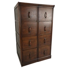 Solid Oak Double Archive Cabinet – Dutch, 1920–1940