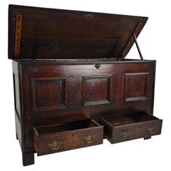 Antique 18th Century Georgian Oak Mule Chest / Coffer / Blanket Box
