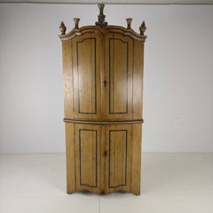 18th Century Dutch Witwerk Cabinet with Original Key & Faux Delft Decoration