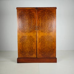 English Art Deco Light Burr Walnut Compactom Gentleman's Wardrobe