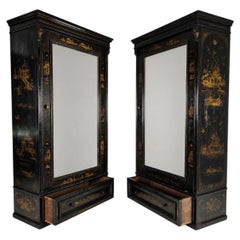 Pair of Chinoiserie Linen Cupboards / Wardrobes 19th Century